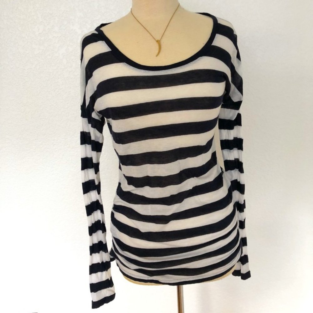 Vince Navy & White Striped Long Sleeve Shirt